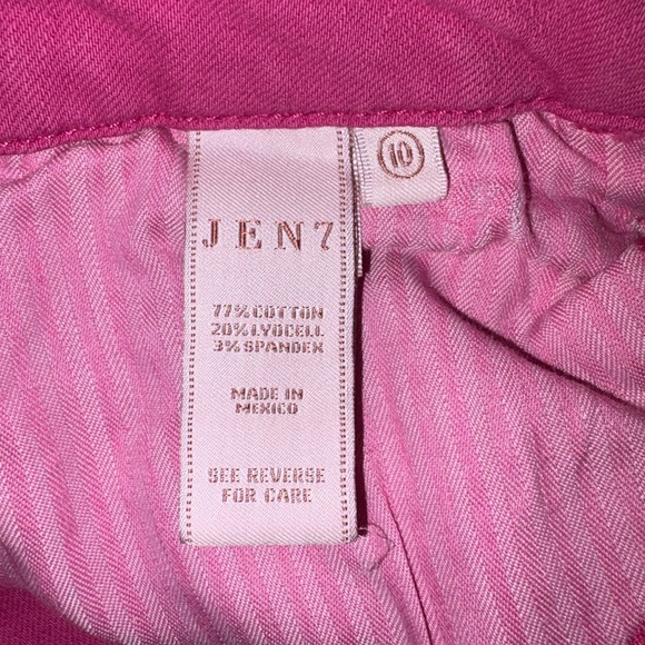 JEN7 7 For All Mankind High Waist Crop Skinny Jeans Frayed in Fuchsia - Size 10 - Picture 7 of 15
